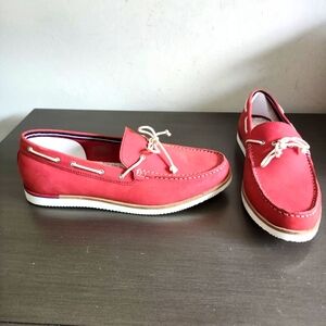 Modern Fiction Tahoma Lightweight Red Suede Loafers Boat Shoes Sz 11.5 NWOB
